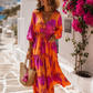 Ibiza Summer Dress for Women - Long Maxi Dress Pink Orange (38-42)