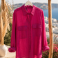 Damen Leinenbluse Bordeaux/Fuchsia M/L – luftige Sommerbluse mit Hemdkragen | Boutique in Heaven