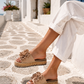 Beige Blossom Sandals - Luxury Boho Summer Slides 🌸