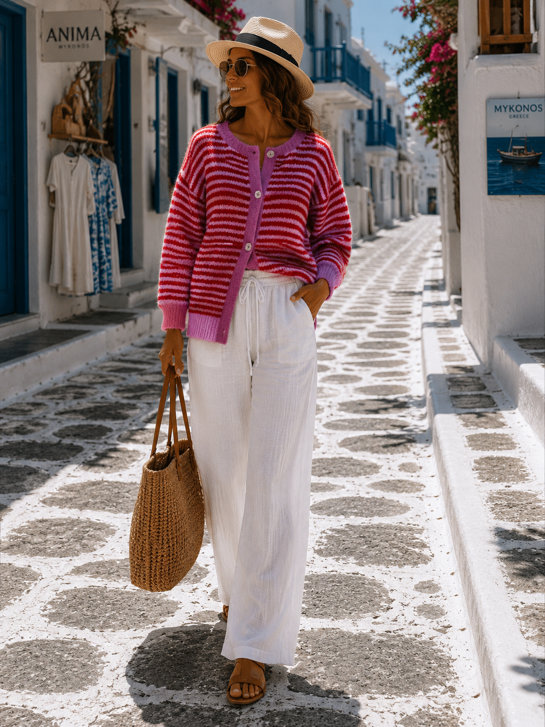 💖 Mykonos Candy – Luxus Cardigan in Pink & Rot 💖 38-42