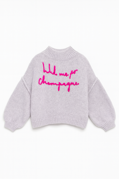 Oversize-Strickpullover „Wake me for Champagne“ 2 Farben