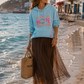 💙 Twin Heart Hoodie "Enjoy Life Hope" - Oversize Hoodie with Rhinestones | Light Blue | L/XL