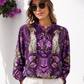 Yippie Hippie Damenbluse Leo Lila – 100% Viskose Boho Bluse mit Knopfleiste