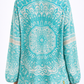 Hippie Hippie Damen Bluse Tunika mit Mandala-Print – Türkis, Baumwolle & Viskose