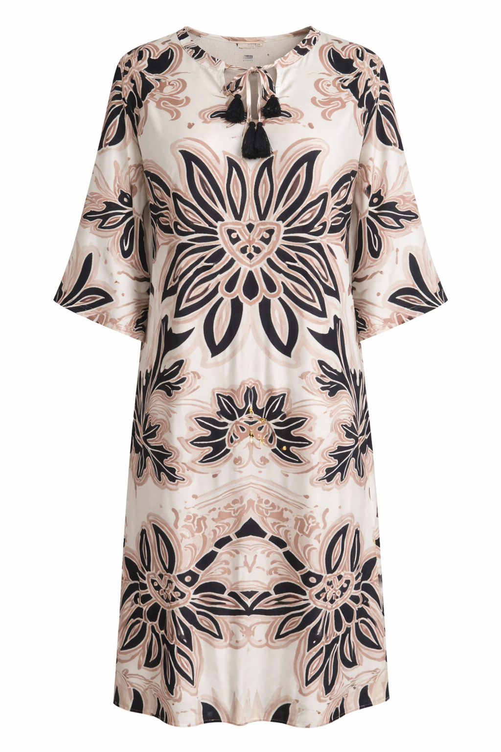 Yippie Hippie Maxikleid Damen – Viskose Sommerkleid Braun Gemustert