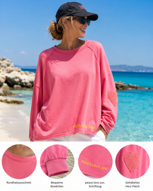 Yippie Hippie Sweatshirt Pink – Oversize Damen Pullover mit Statement Print | Boho Fashion