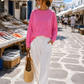 Pink striped sweatshirt – slight oversized look | wearable 38–42