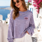 Striped Women's Cotton Sweatshirt – Orange, Purple & Pink | Size 38–42