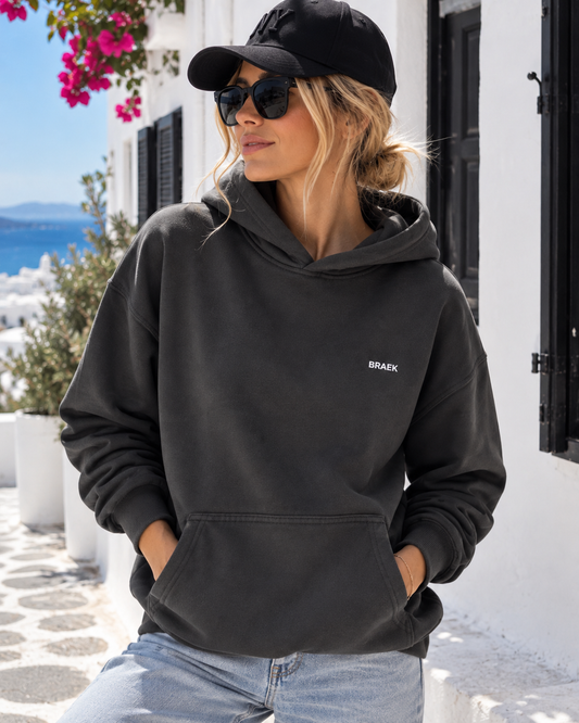 Unisex Hoodie Schwarz | Oversize Kapuzenpullover Damen & Herren | Premium Baumwoll-Hoodie