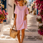 Damen Sommerkleid Kurz (36–42) – Locker fallendes Kleid mit Muster – bequem & leicht