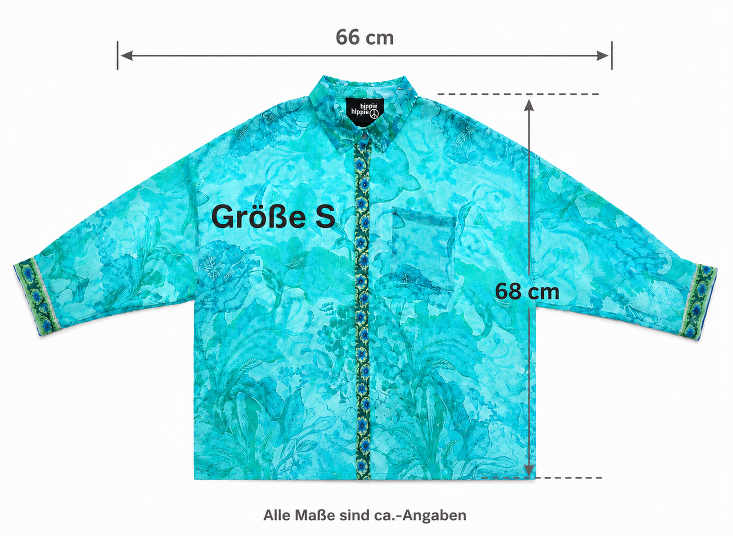 Hippie Hippie Blouse Turquoise Aqua | Luxury Oversize Viscose Blouse | Ibiza & Mykonos Style 🌴