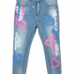 Damenjeans Jeanshosde mit pinken Herzen