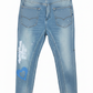 Damenjeans Jeanshosde mit pinken Herzen