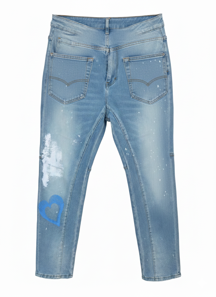 Damenjeans Jeanshosde mit pinken Herzen