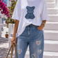 Women's Light Blue Jeans with Heart Patches | Cotton-Stretch Jeans