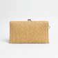 Damen Strohtasche Clutch – Boho Tasche mit Schulterriemen & Druckknopf | Sommer & Urlaub