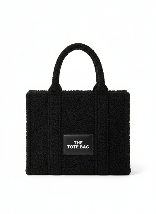 Tote Bag in schwarz Teddyfell