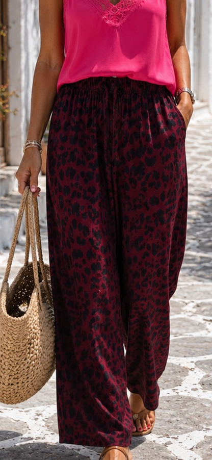 Leo Palazzo Hose Damen – Viskose Seide | Weite Sommerhose mit Taschen 38–44