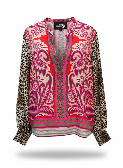 Yippie hippie blouse van viscose met luipaardprint