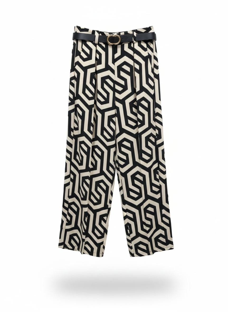 Broek met patroon en hoge taille