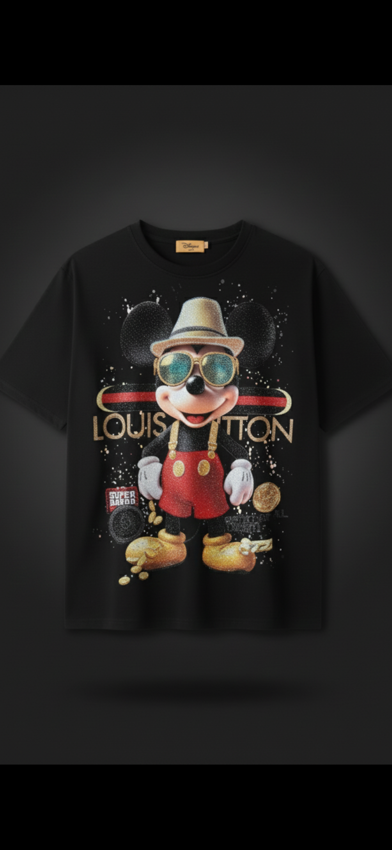 Damen Oversize T-Shirt Mickey mit Strasssteinen in Größen 38-44