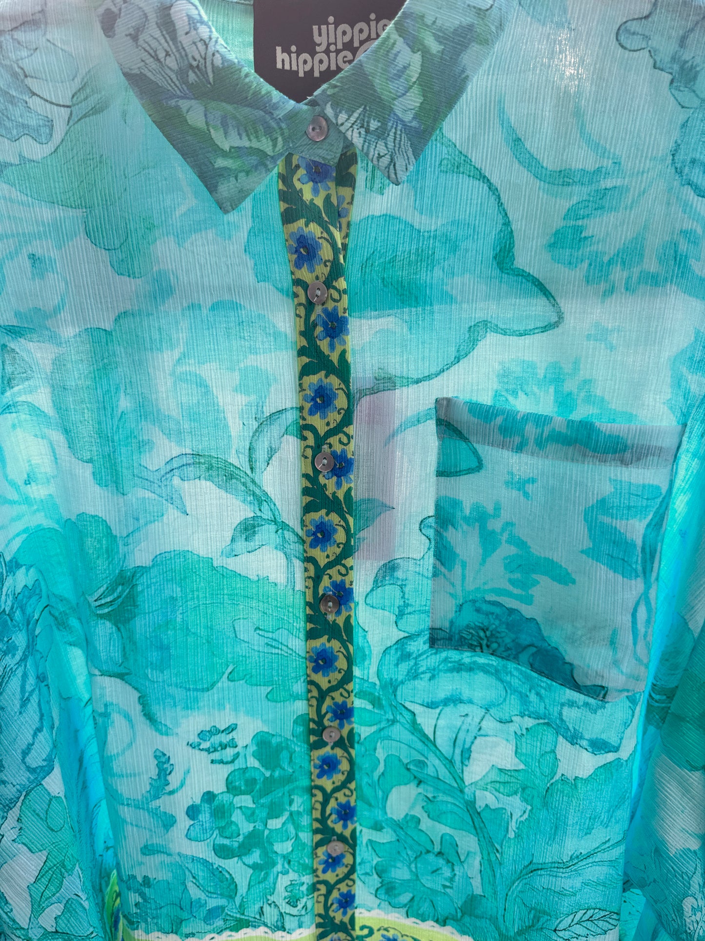 Hippie Hippie Bluse Türkis Aqua | Luxus Oversize Viskosebluse | Ibiza & Mykonos Style 🌴