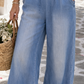 Lyocell Damenhose Jeanslook – Weite Sommerhose mit Gummibund in Mittelblau | 38–42