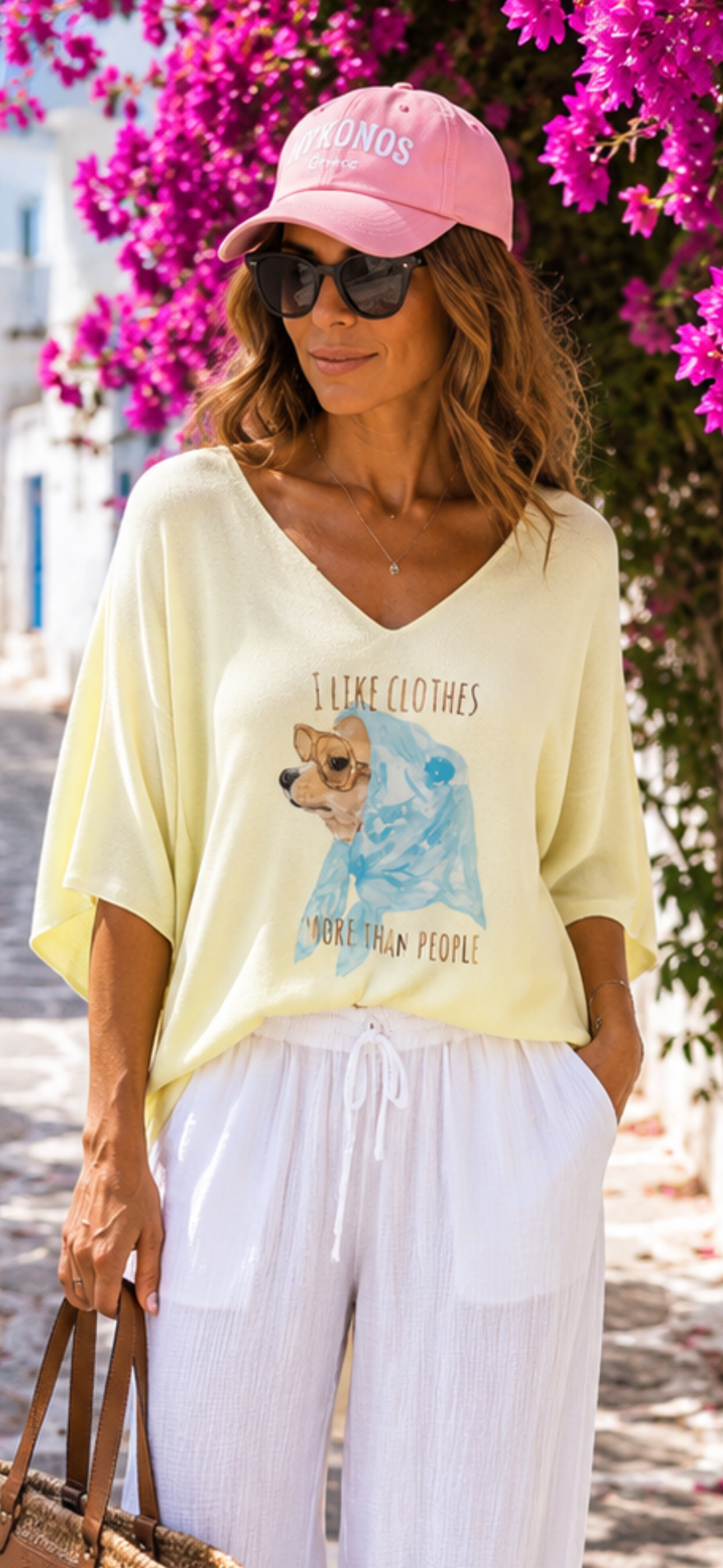 Damen Feinstrick-Shirt Hund Motiv Oversize Viskose Rosa 38-42 Sommer Shirt Damen