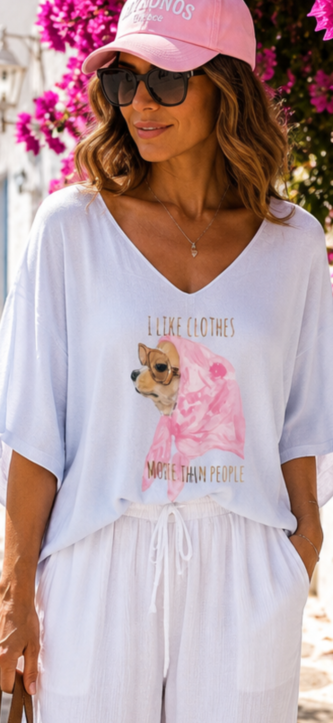Damen Feinstrick-Shirt Hund Motiv Oversize Viskose Rosa 38-42 Sommer Shirt Damen