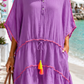 Damentunika Baumwolle (36–46) – Boho Strandkleid Lila | Sommer & Urlaub Look