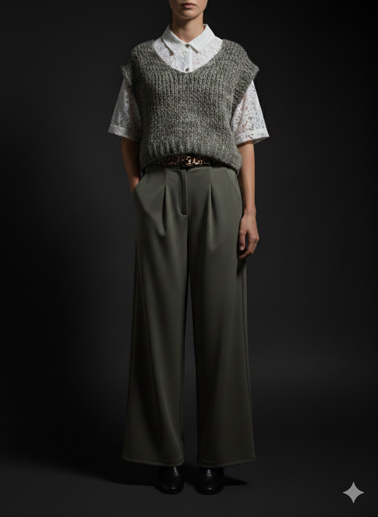 Damespullover - mouwloze gebreide trui (36-42)