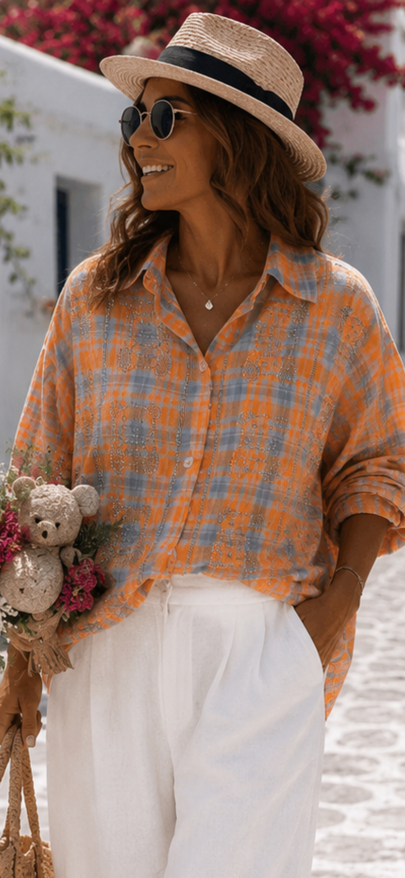 Oversized Women's Blouse with Rhinestone Bear – 100% Polyester | One Size 38–46 – Boutique in Heaven