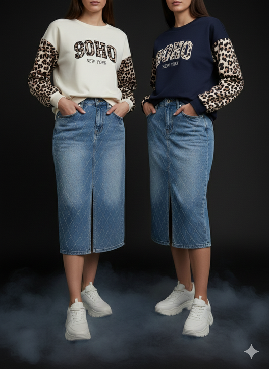 Jeansrock mit Schlitz