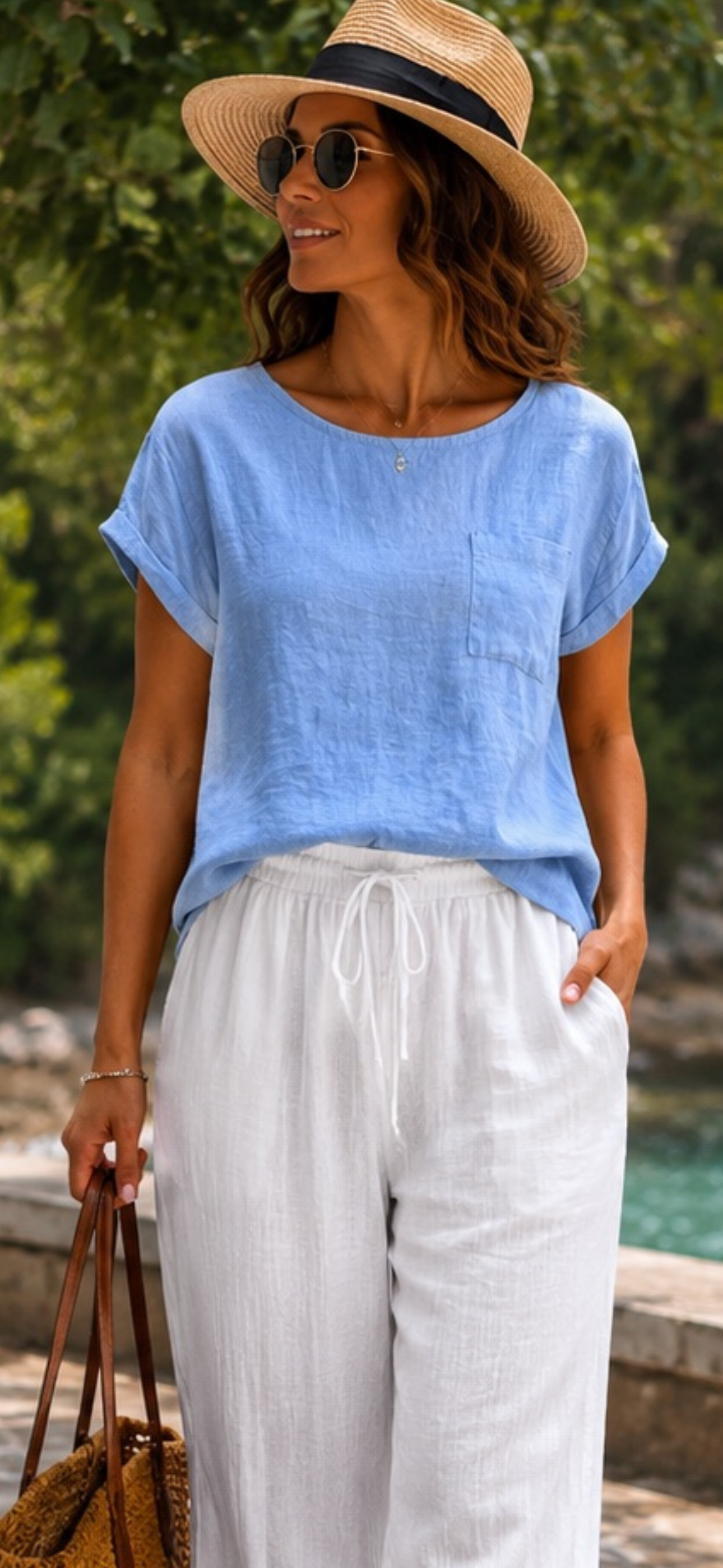 Boutique Linen Shirt for Women | 100% Linen | White or Sky Blue | Summer Bestseller 38–42