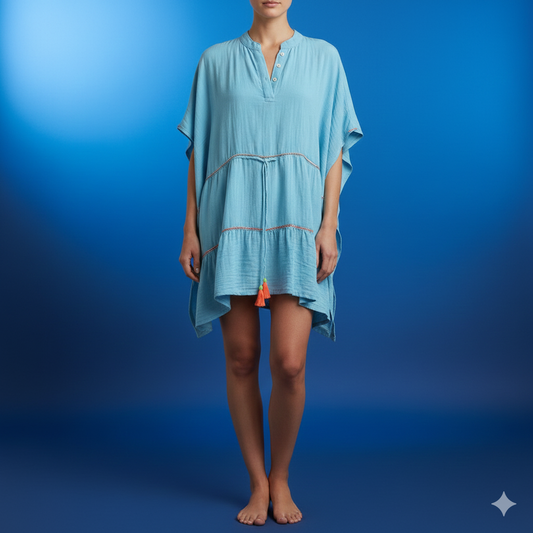 Damesjurk/tuniek, turquoise (maten 36-46)