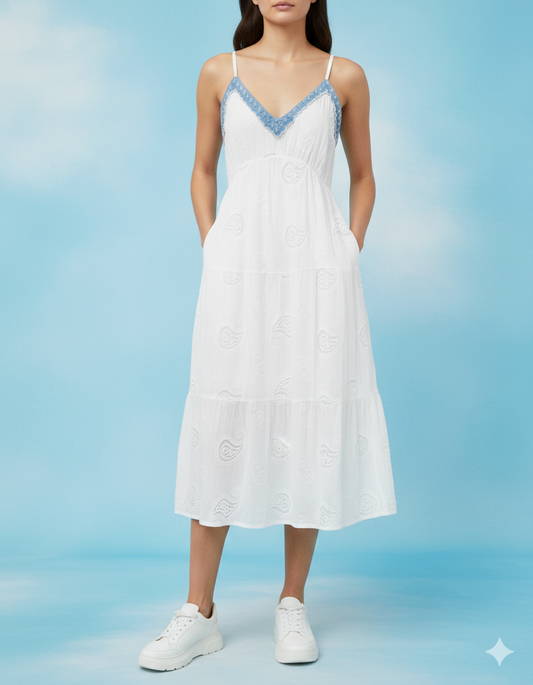 Damenkleid Midikleid Baumwollkleid (38-42)