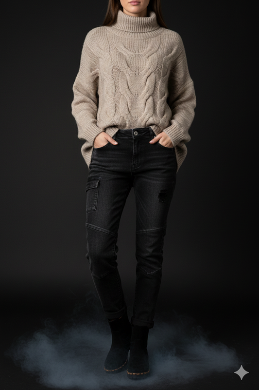 Damescoltrui, oversized gebreide trui (maten 38-46)