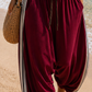 Baggy-Hose Bordeaux mit Seitenstreifen – Oversize Komforthose aus Viskose | 40–44 tragbar