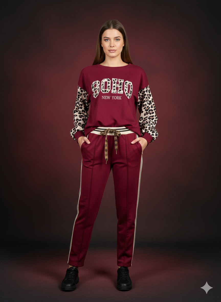 Damestrui/pullover met mouwen in luipaardprint (maat 38-44)