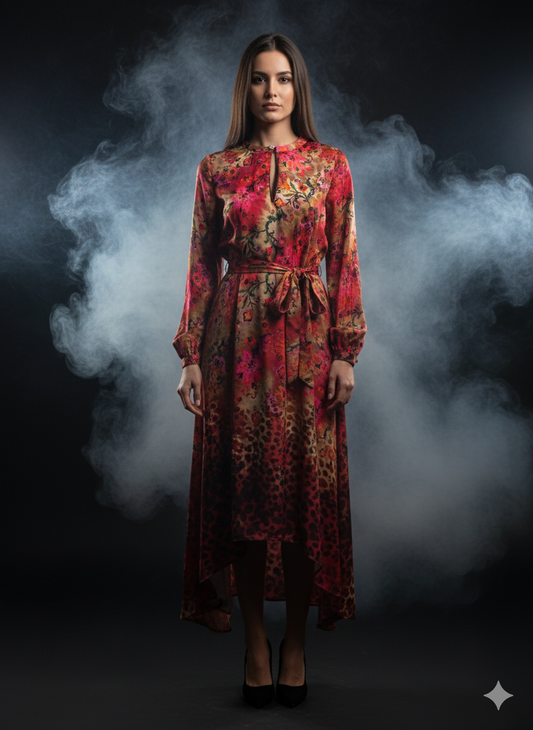 Maxi-jurk voor dames met strikceintuur van Yippie Hippie