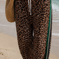 Leo Palazzo Pants with Green Side Stripes – Viscose Leopard Print Pants | Wearable sizes 38–42+