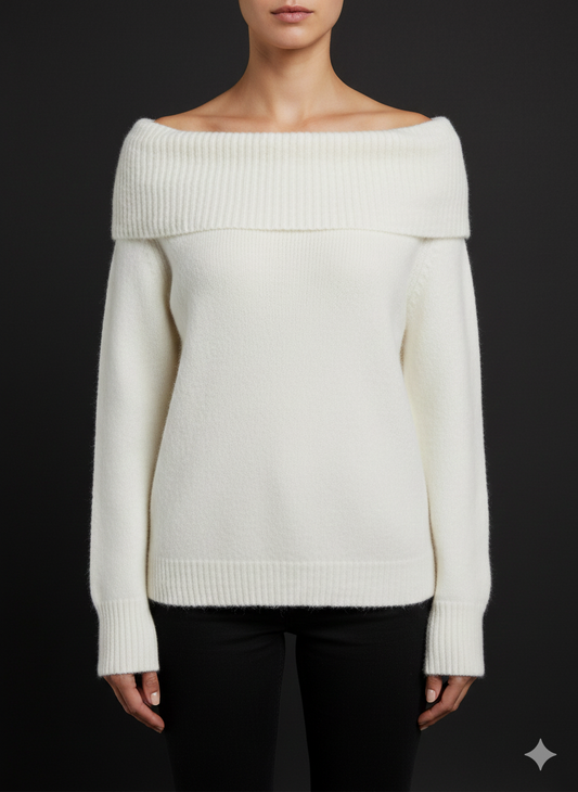 Damestrui, gebreide trui, off-shoulder coltrui (maat 38-42)