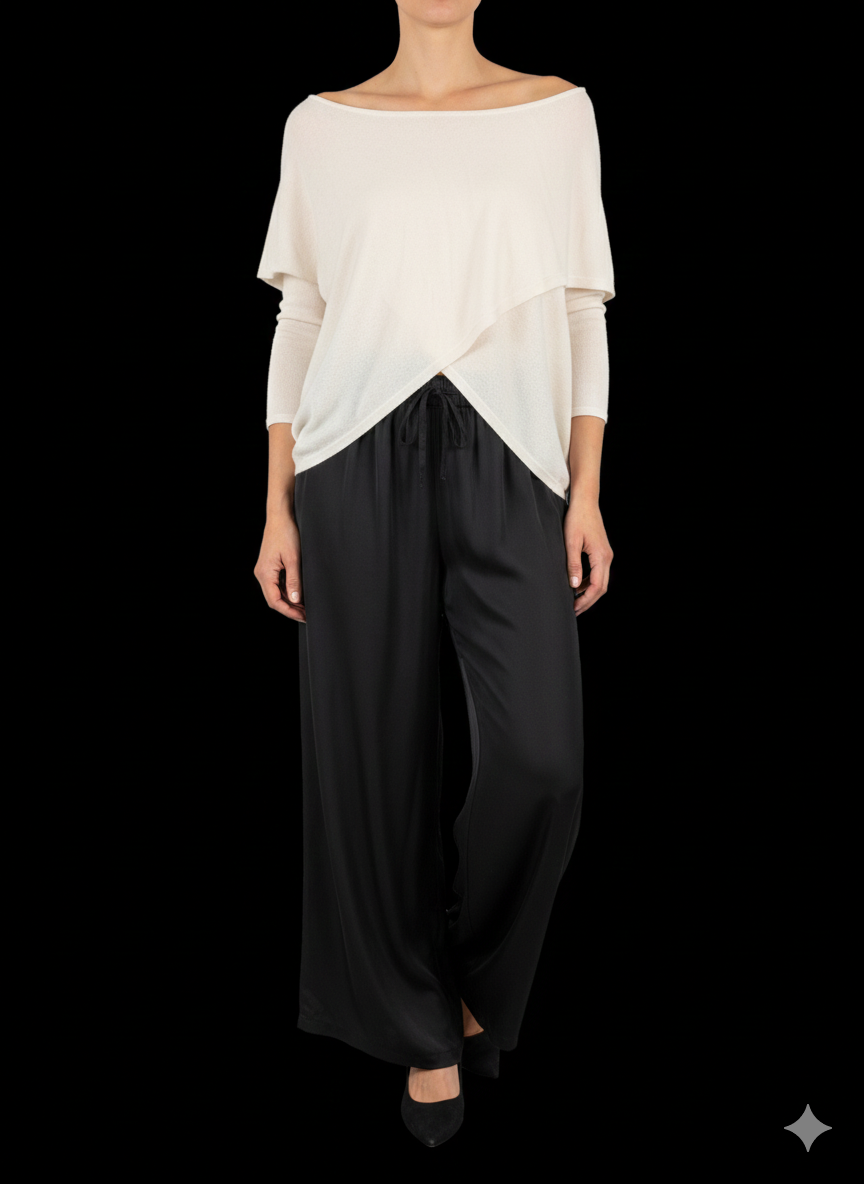 Dames kasjmier trui/poncho/wikkelrok (maat 36-42)