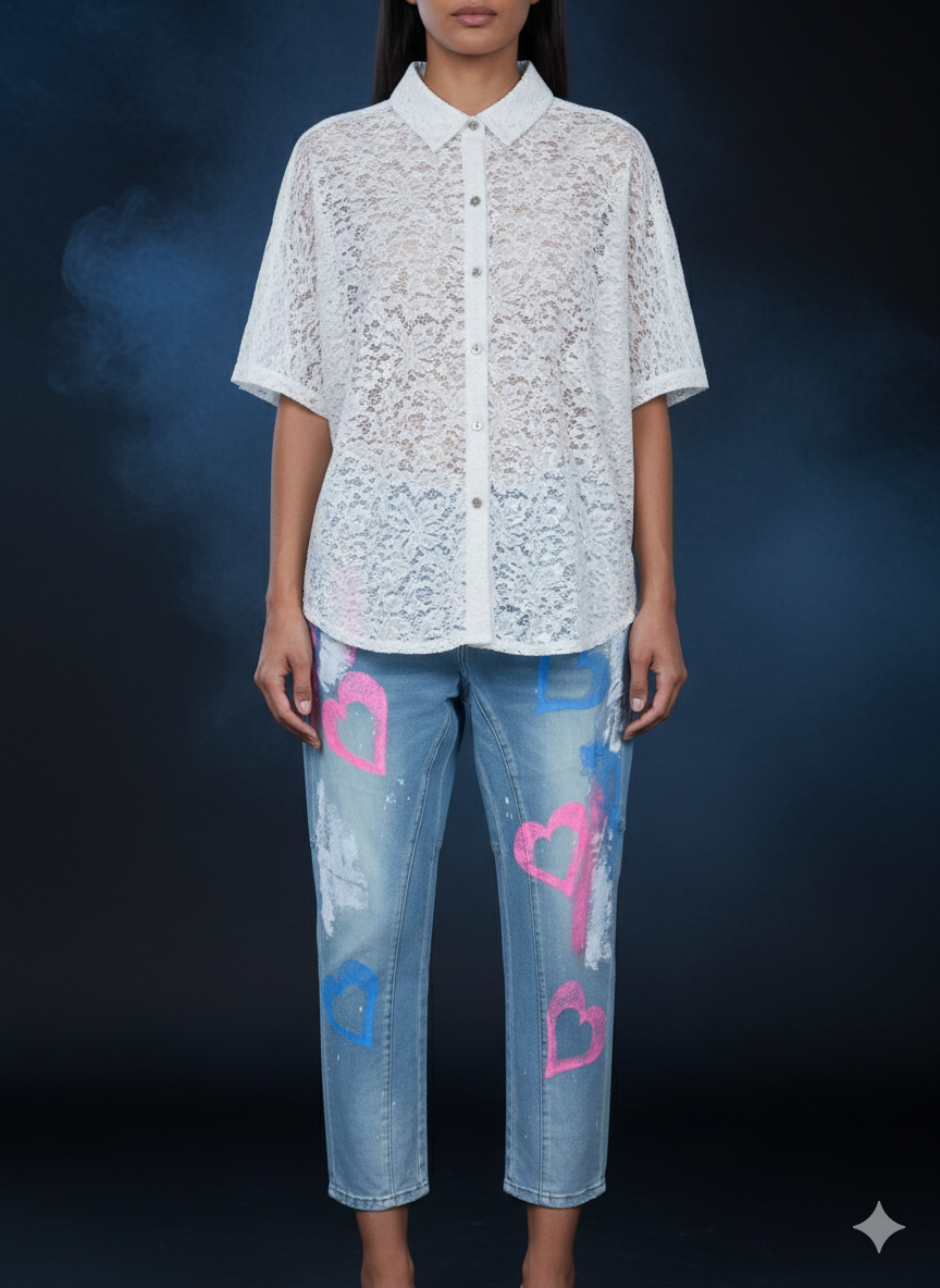 Damesblouse met korte mouwen, gemaakt van viscose (maten 38-44)