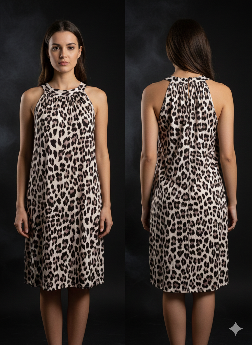 Damesjurk, korte jurk, luipaardprint (36-42)