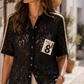 Luxury Lace Short Sleeve Blouse Black – Elegant Lace Blouse with Boutique Flair 38-44