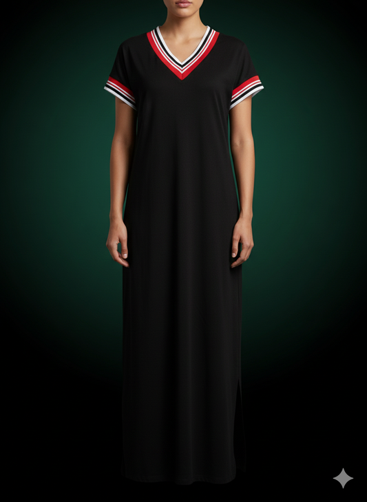 Boho Maxikleid Damen – Langes Sommerkleid Schwarz (36-42)