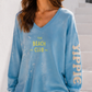Hippie Hippie Sweatshirt Beach Club Hellblau | 100% Baumwolle | Oversize Damen Sweatshirt | V-Ausschnitt
