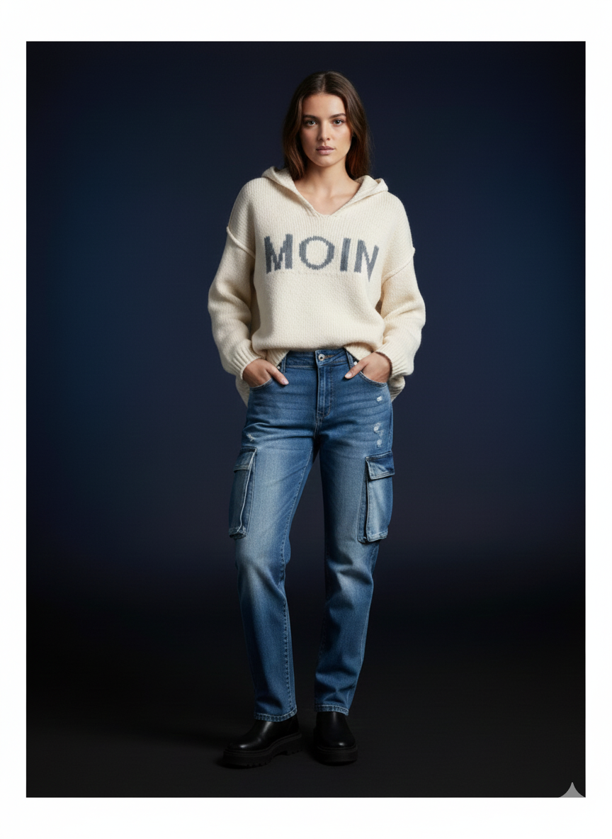 Dameshoodie, damestrui, gebreide trui Moin (maten 38-46)