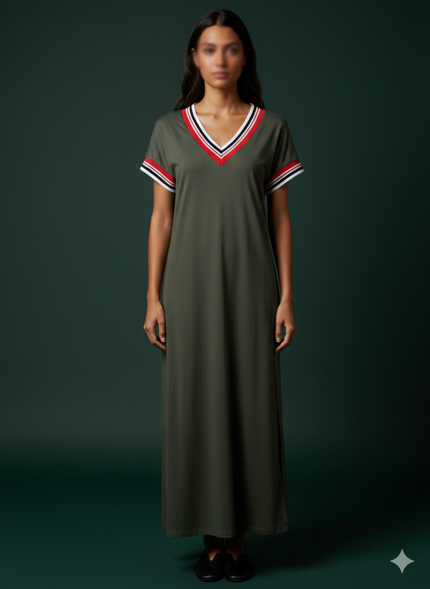 Dames maxi-jurk groen (36-40)